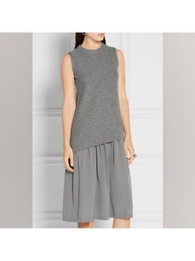 HP. Joseph Asymmetric Waist Drop Midi Dress In Grey